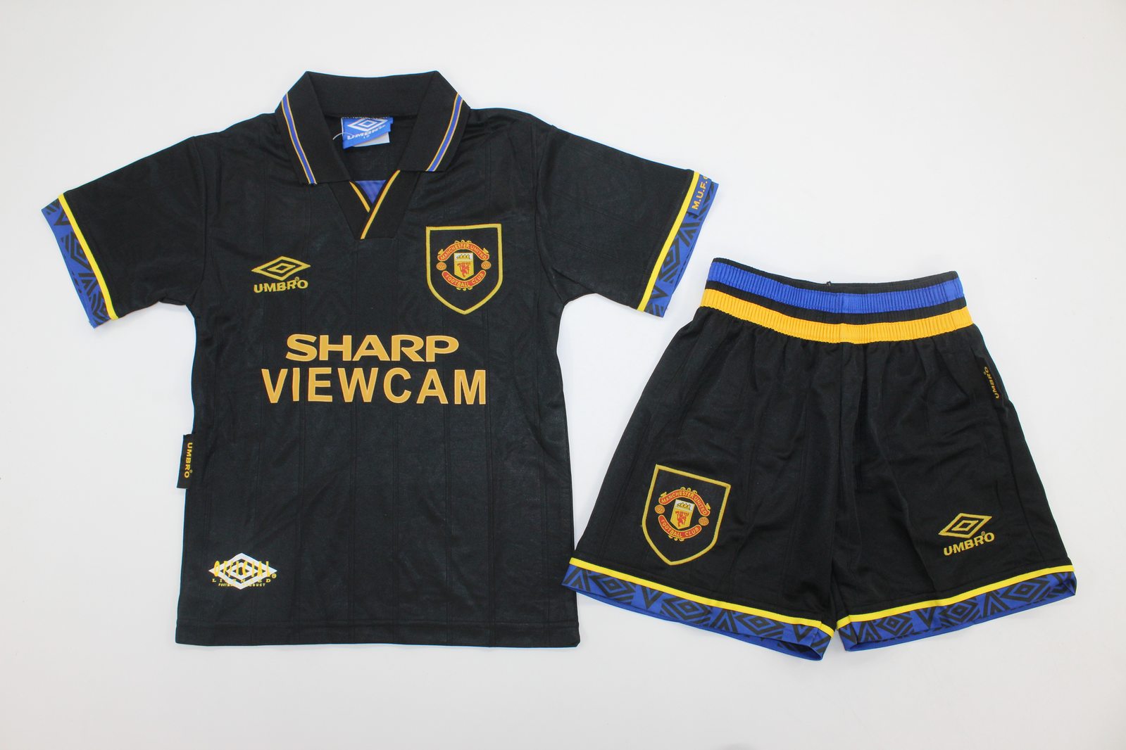Kids-Manchester Utd 93/95 Away Black Soccer Jersey